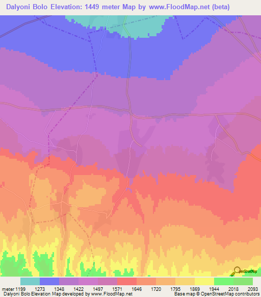 Dalyoni Bolo,Tajikistan Elevation Map