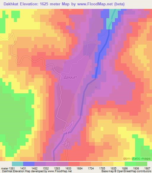 Dakhkat,Tajikistan Elevation Map