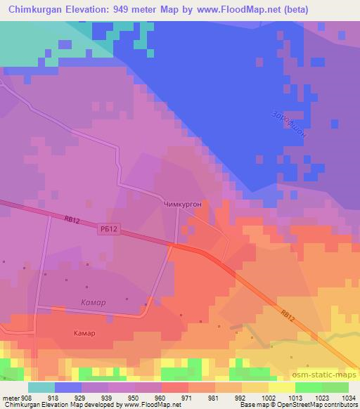 Chimkurgan,Tajikistan Elevation Map