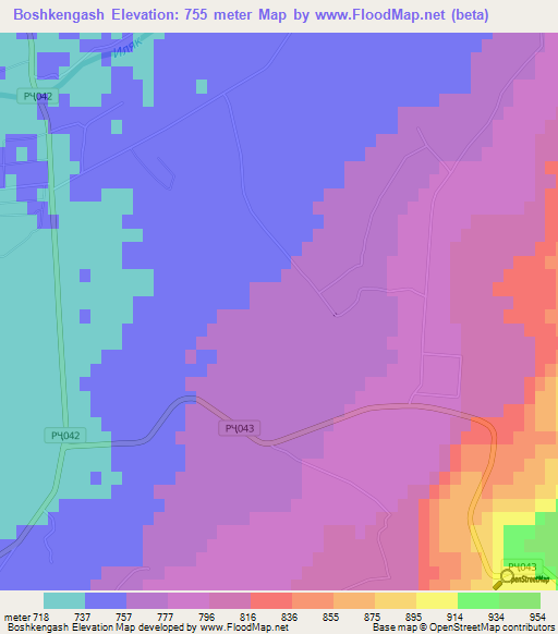 Boshkengash,Tajikistan Elevation Map