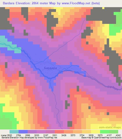 Bardara,Tajikistan Elevation Map