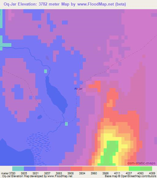 Oq-Jar,Tajikistan Elevation Map