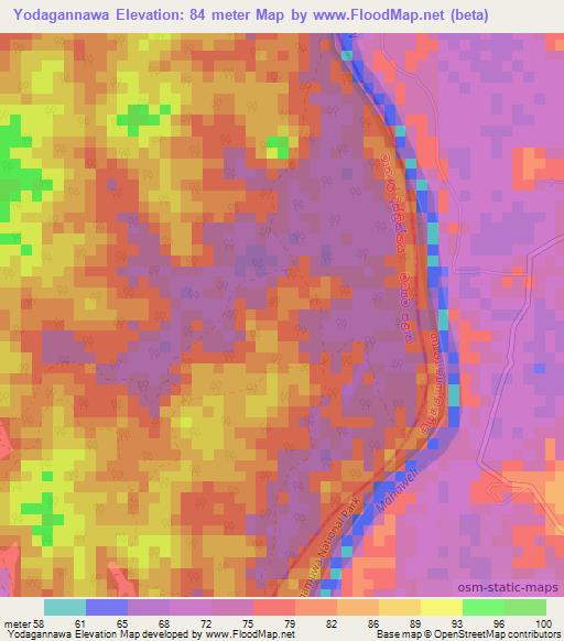 Yodagannawa,Sri Lanka Elevation Map