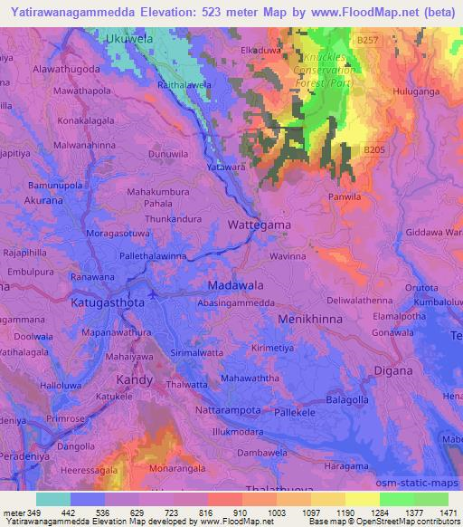 Yatirawanagammedda,Sri Lanka Elevation Map
