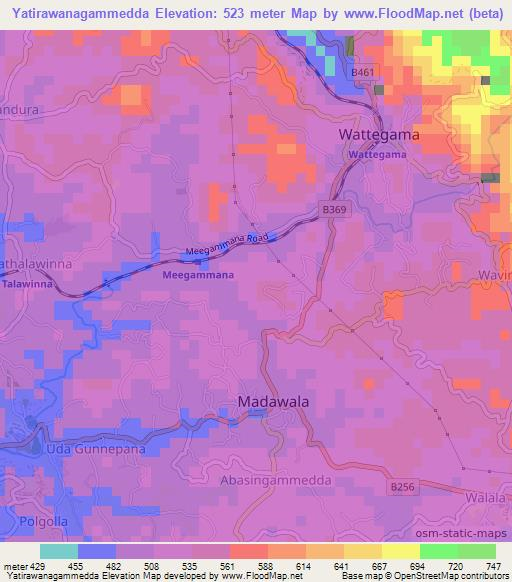 Yatirawanagammedda,Sri Lanka Elevation Map