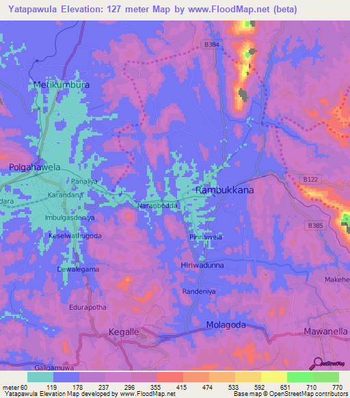 Yatapawula,Sri Lanka Elevation Map