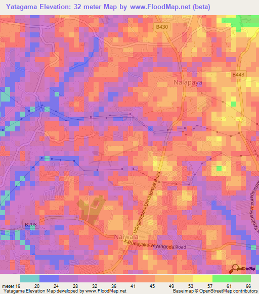 Yatagama,Sri Lanka Elevation Map