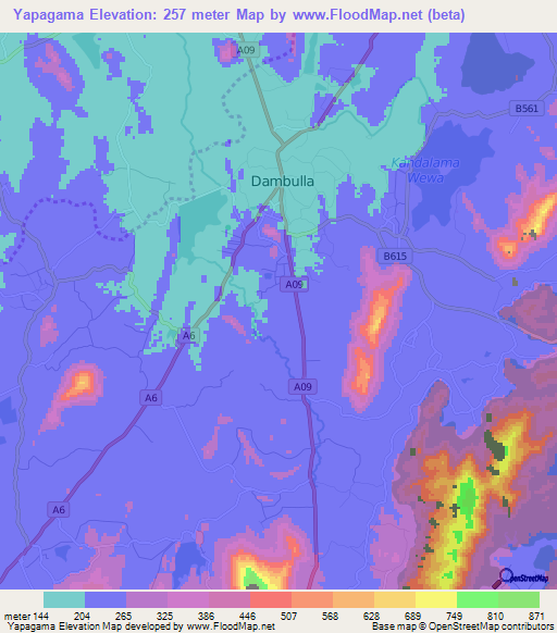 Yapagama,Sri Lanka Elevation Map