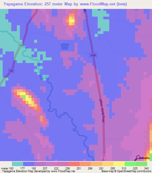 Yapagama,Sri Lanka Elevation Map