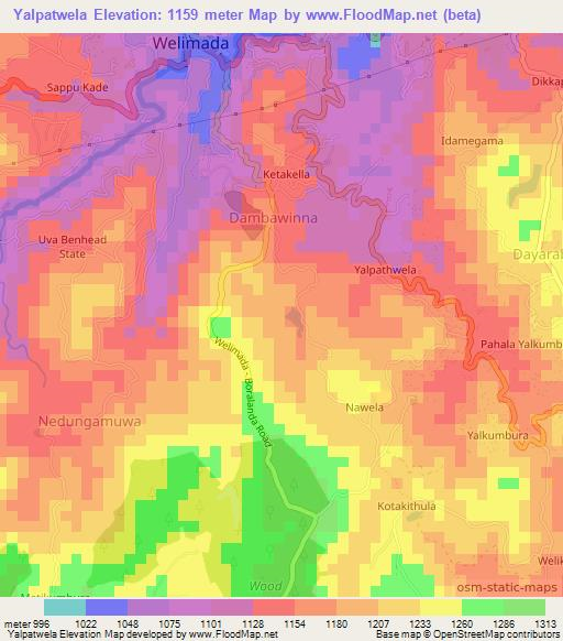 Yalpatwela,Sri Lanka Elevation Map