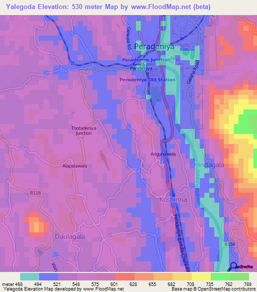 Yalegoda,Sri Lanka Elevation Map