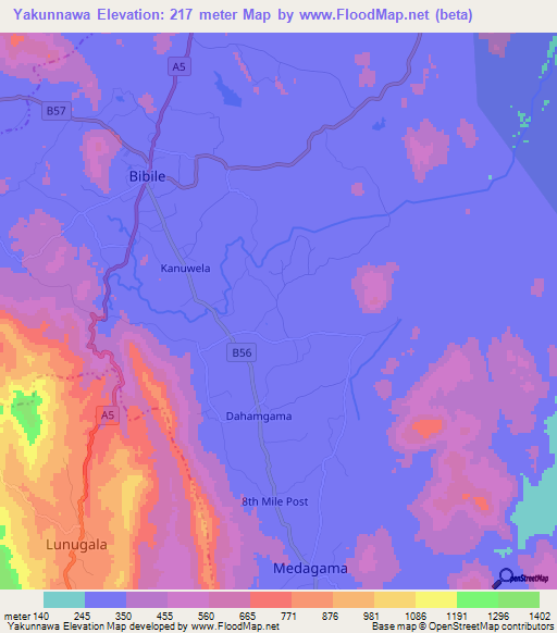 Yakunnawa,Sri Lanka Elevation Map