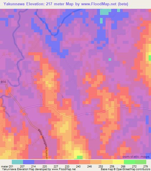 Yakunnawa,Sri Lanka Elevation Map