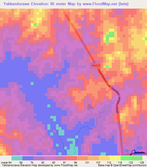 Yakkandurawa,Sri Lanka Elevation Map