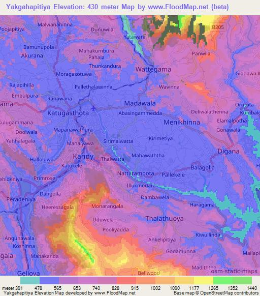 Yakgahapitiya,Sri Lanka Elevation Map