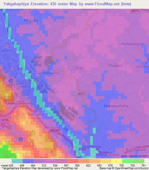 Yakgahapitiya,Sri Lanka Elevation Map
