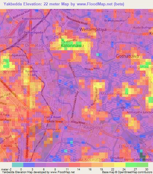 Yakbedda,Sri Lanka Elevation Map