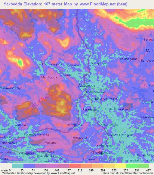 Yakbedda,Sri Lanka Elevation Map