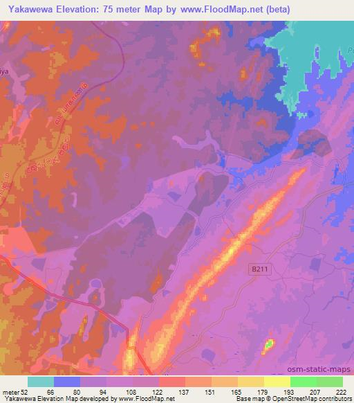 Yakawewa,Sri Lanka Elevation Map