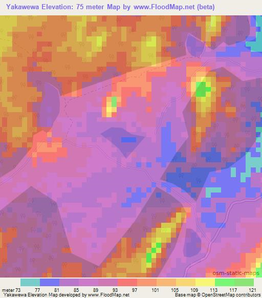 Yakawewa,Sri Lanka Elevation Map