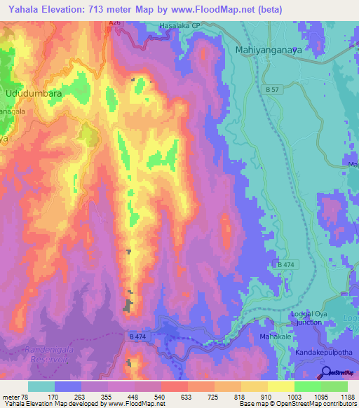 Yahala,Sri Lanka Elevation Map