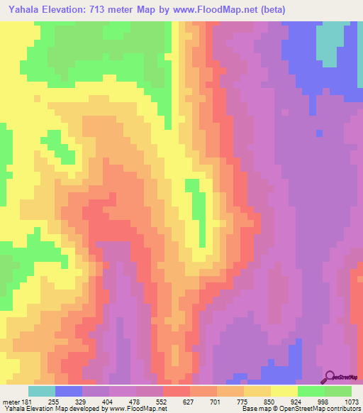 Yahala,Sri Lanka Elevation Map