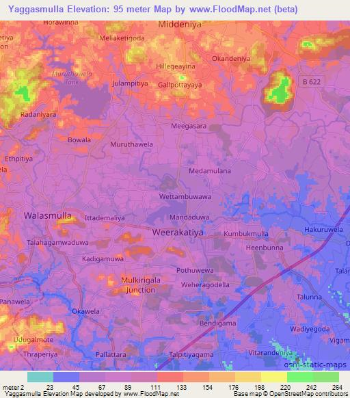 Yaggasmulla,Sri Lanka Elevation Map