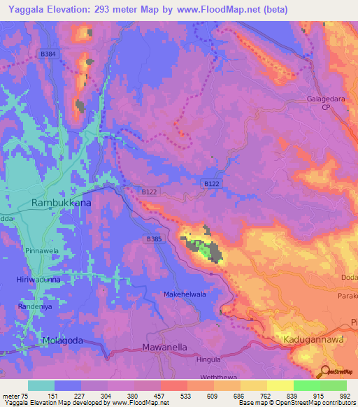 Yaggala,Sri Lanka Elevation Map