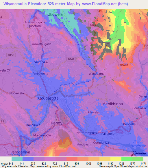 Wiyanamulla,Sri Lanka Elevation Map