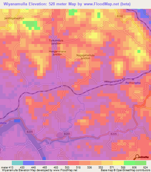 Wiyanamulla,Sri Lanka Elevation Map