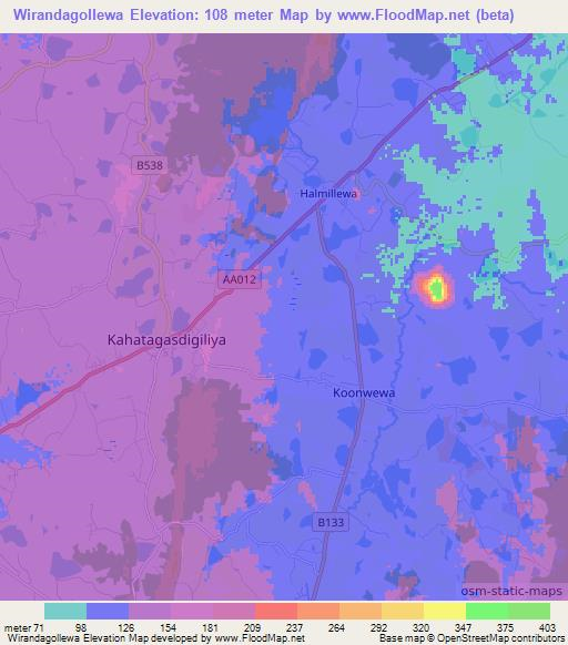 Wirandagollewa,Sri Lanka Elevation Map