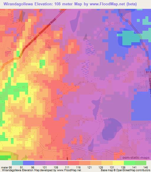 Wirandagollewa,Sri Lanka Elevation Map