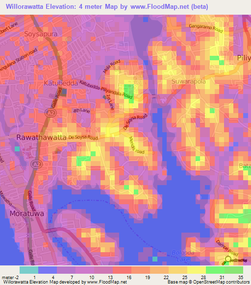 Willorawatta,Sri Lanka Elevation Map