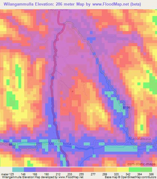 Wilangammulla,Sri Lanka Elevation Map