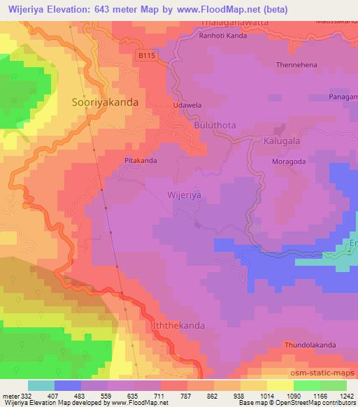 Wijeriya,Sri Lanka Elevation Map