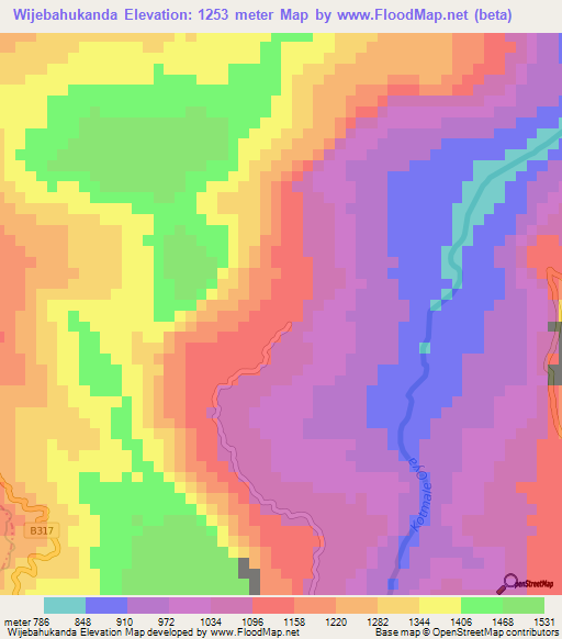 Wijebahukanda,Sri Lanka Elevation Map