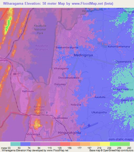 Wiharagama,Sri Lanka Elevation Map