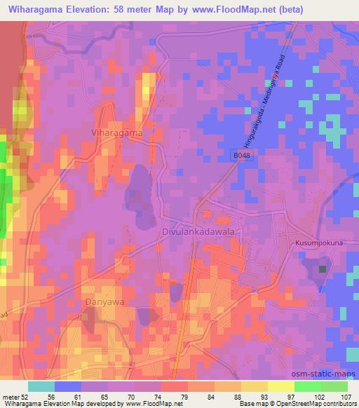 Wiharagama,Sri Lanka Elevation Map