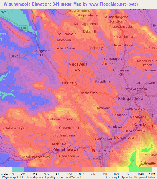 Wiguhumpola,Sri Lanka Elevation Map