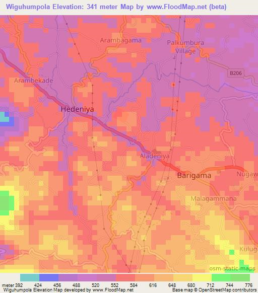 Wiguhumpola,Sri Lanka Elevation Map