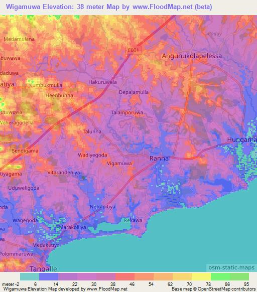 Wigamuwa,Sri Lanka Elevation Map