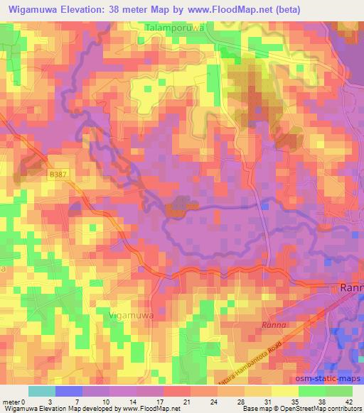 Wigamuwa,Sri Lanka Elevation Map