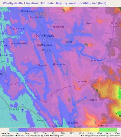 Weediyawatta,Sri Lanka Elevation Map