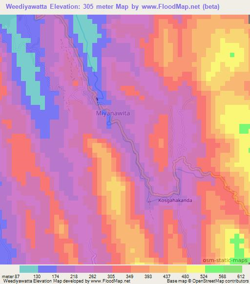 Weediyawatta,Sri Lanka Elevation Map