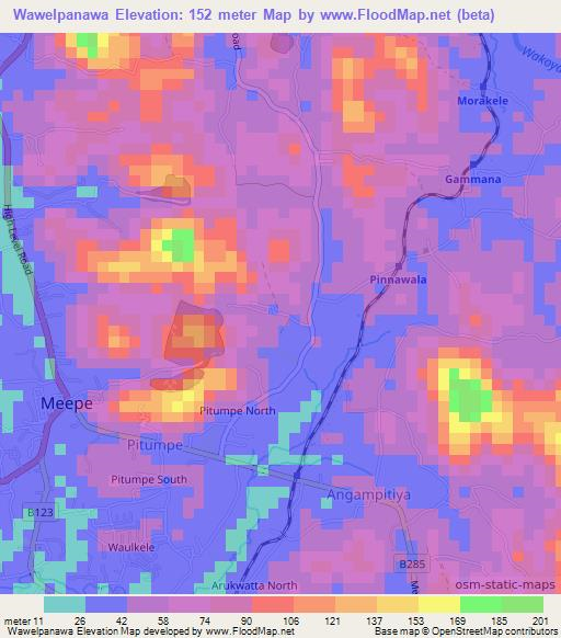 Wawelpanawa,Sri Lanka Elevation Map