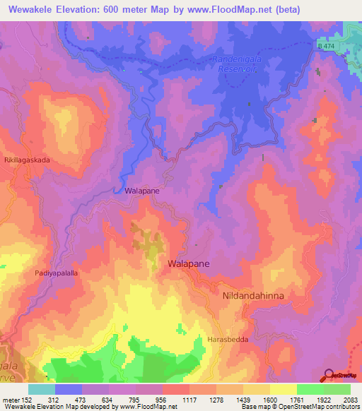 Wewakele,Sri Lanka Elevation Map