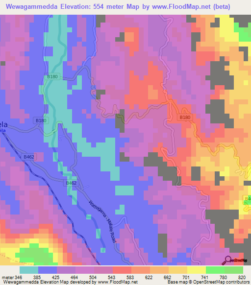 Wewagammedda,Sri Lanka Elevation Map