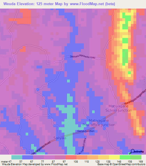 Weuda,Sri Lanka Elevation Map