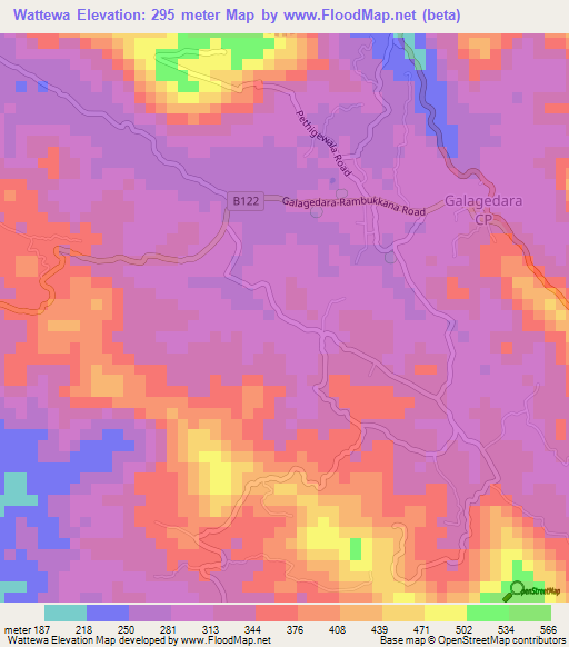 Wattewa,Sri Lanka Elevation Map
