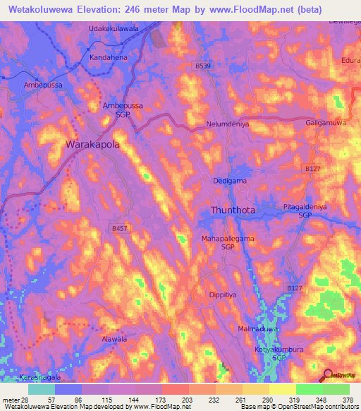 Wetakoluwewa,Sri Lanka Elevation Map